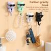 Sunglasses Cat Key Holder for Wall No Drill Adhesive Hook for Keys Hats Coats Towels Cartoon Cat Wall Organizer for Entryway Kitchen Bathroom
