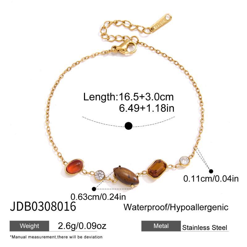Natural Stone Zircon Crystal Pendant Necklace For Women  Gold Pvd Plated Stainless Steel Necklace Fashion Jewelry Gift