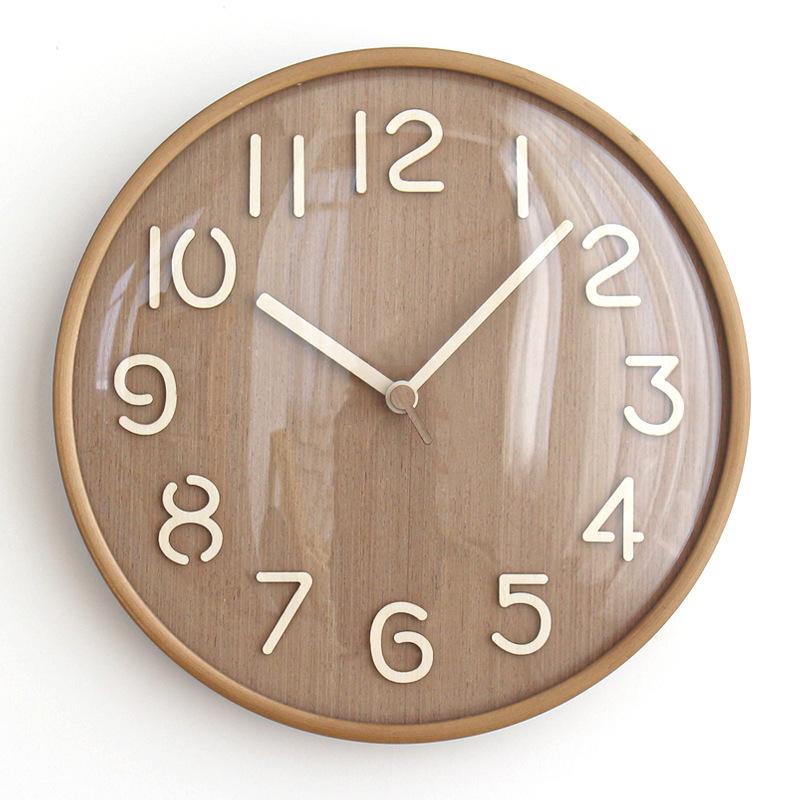 

Simple clock Solid wood wall clock Living room 2025 New home clock Wall-mounted silent wall watch Quartz clock
