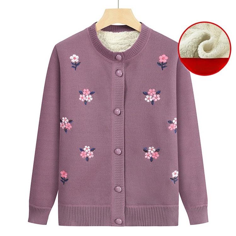 

Зимняя одежда для пожилых женщин, Толстая куртка-свитер с плюшем, Теплый кардиган для бабушки, Осенне-зимний стиль для пожилой женщины 4XL