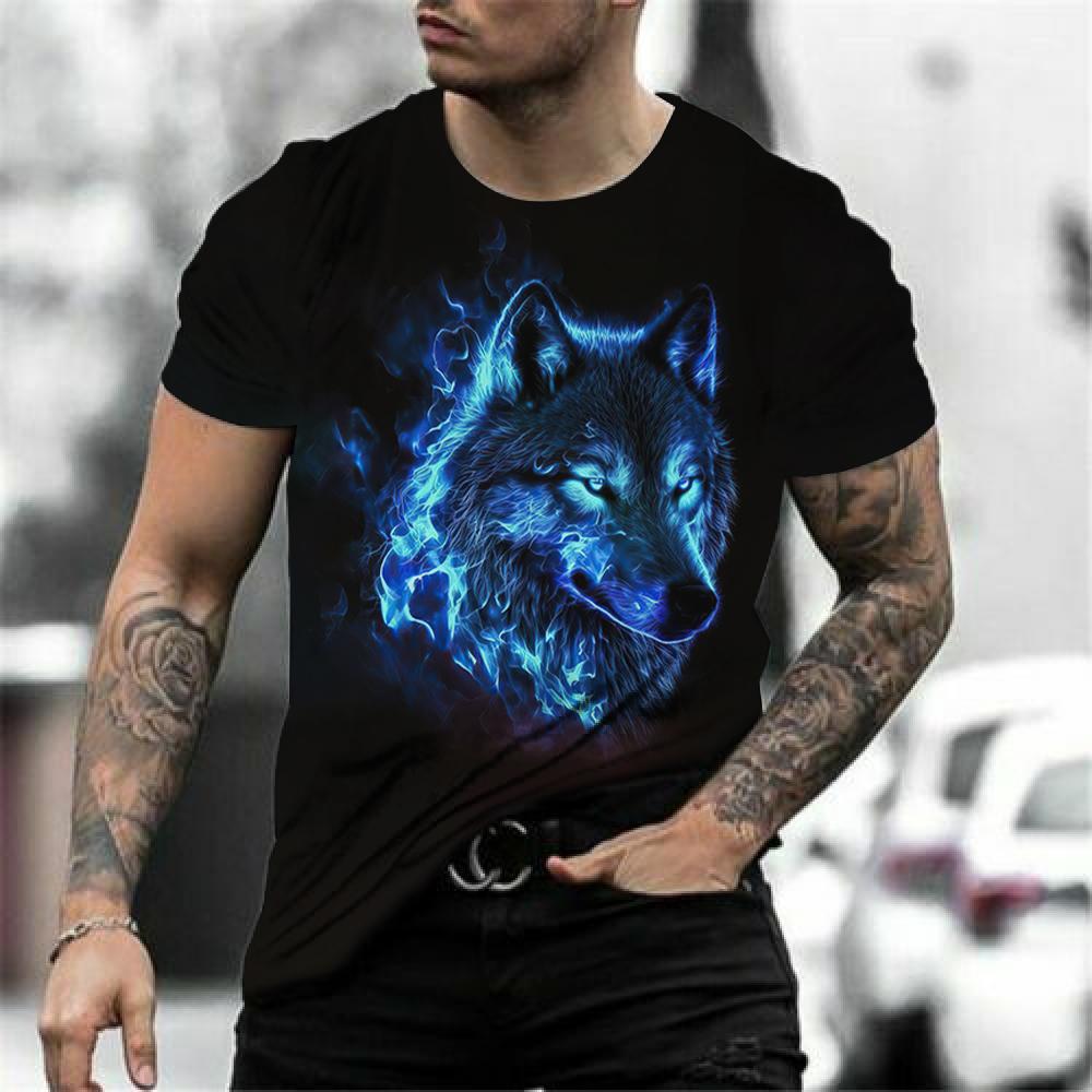 Fashoin 3D Printed T-shirts For Men Pullover Oversized Wolf Graphic Men's T-shirt Sublimation Summer Men Cool Tee Streetwear