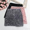Sexy Skirt High Waist Hip Wrapped Solid Color Shiny Sequins Decor Mini Skirt Leisure Beach Travel Party Wear