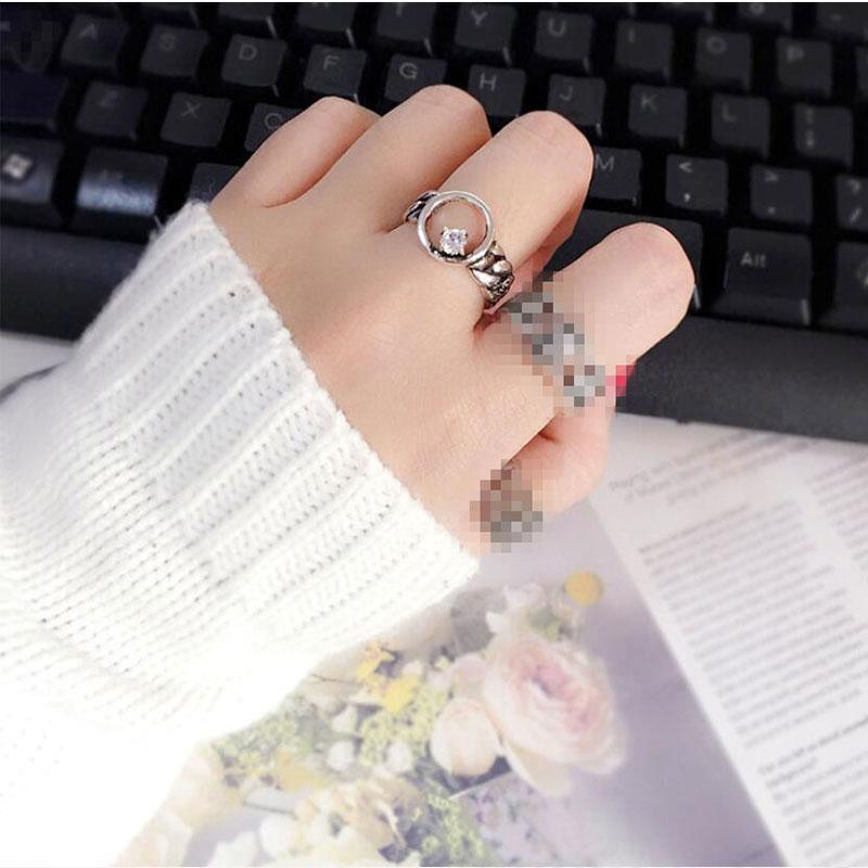 

ANENJERY Винтажное кольцо с пульсацией, открытое кольцо, модные серебряные украшения для женщин и мужчин, модные подарки Resizable белый