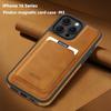 Für iPhone 16 Pro Magnetische Hülle mit abnehmbarem Kartenhalter TPU + PU-Leder Handy-Rückabdeckung