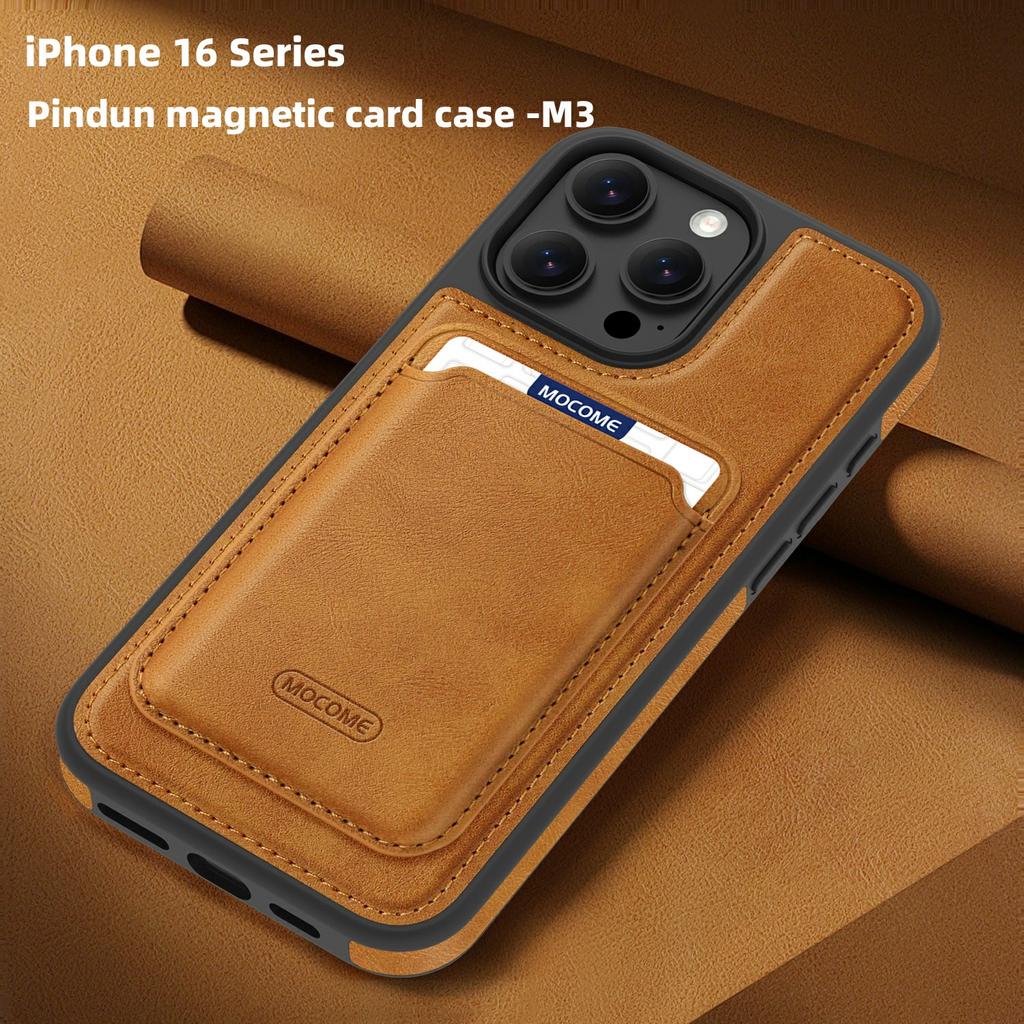 Für iPhone 16 Pro Magnetische Hülle mit abnehmbarem Kartenhalter TPU + PU-Leder Handy-Rückabdeckung