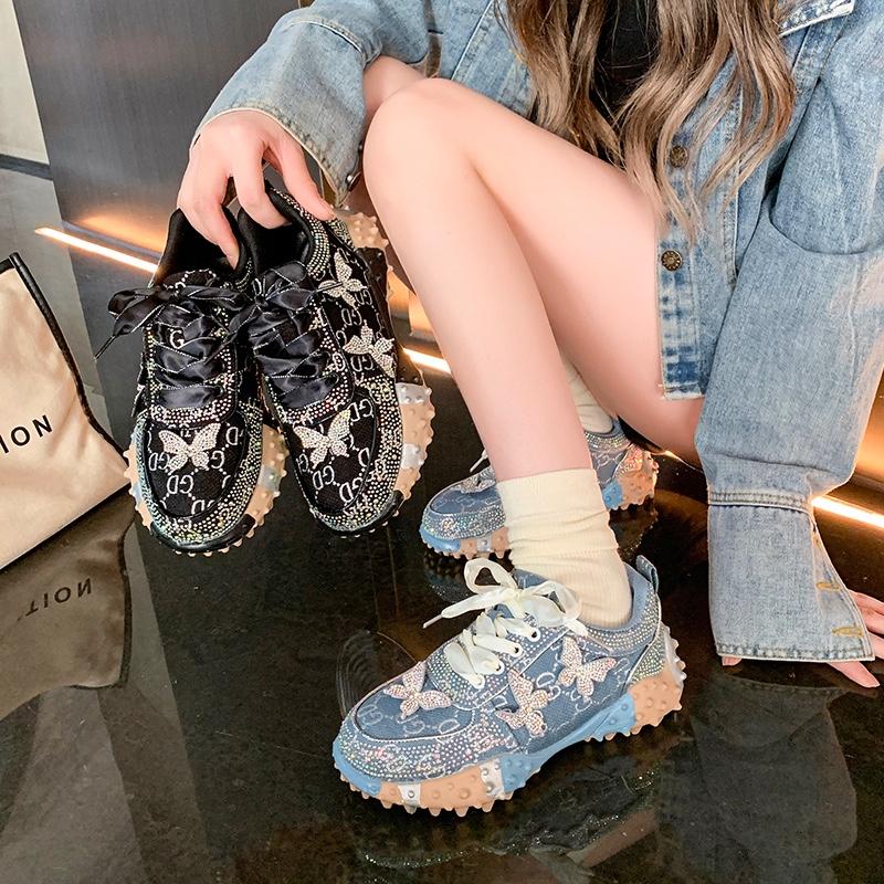 Women Sports Shoes Trend Rhinestone Sneaker Tennis Female Casual Mirror Luxury Designer Elegant Fashion Shoes for Women