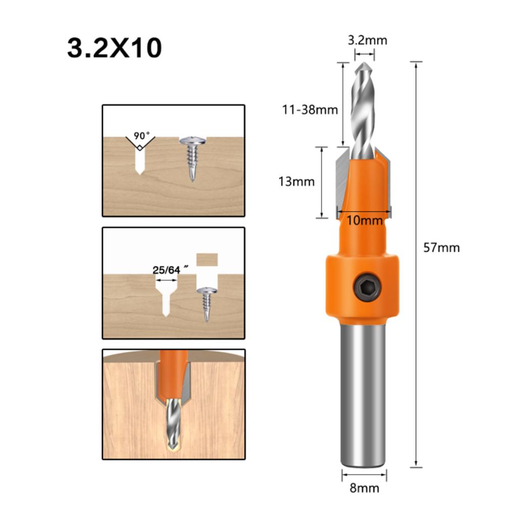 1PCS 8/10mm Shank HSS Woodworking Countersink Router Bit Screw Extractor Remon Demolition for Wood Milling Cutter