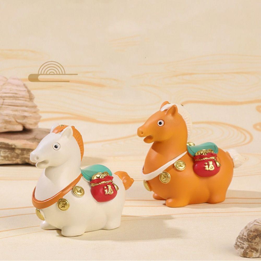 Resin Horse Shape Ornament Unique Horse Statue Creative Rotatable Pony Figurine  Art Collectible