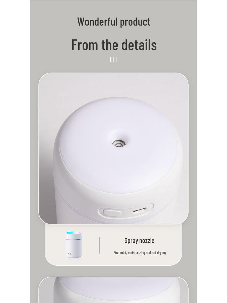 USB Mini Air Humidifier with Large Mist & Colorful Light for Office and Air-Conditioned Rooms
