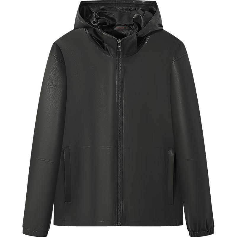 

Septwolves Men s Hooded Lightweight Lambskin Leather Jacket L