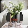 Silver Geometric Metal Vase Table Decoration Flowers Arrangement Artificial Flowers Decorative Vases Room Aesthetic Decor