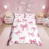 Pink Bow Duvet Cover Set Single Size With 1 Pillowcase Dreamy Princess Style Bedding Set For Kids Girls Teens