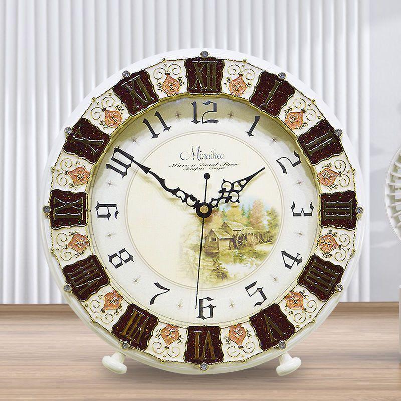 Ретро Деревянные Настольные Часы Креативные Гостиная Настольные Часы Спальня Бесшумные Настольные Часы Искусство Домашний Интерьер Украшение белый