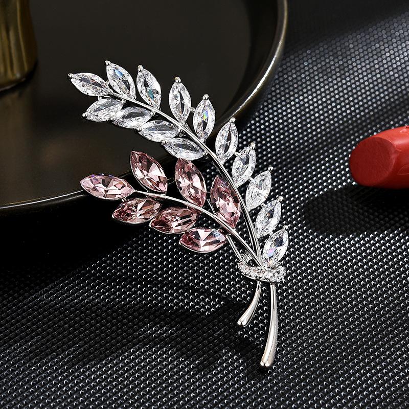 High-End Elegant Red Crystal Wheat Ear Crystal Brooch Zircon Luxury Pin Accessories Women S Suit Corsage Accessories красный