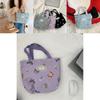Adorable Purple Butterfly Embroidered Handheld Bag Trendy Cotton Linen Lunch Tote For Everyday Use And Stylish Outfits