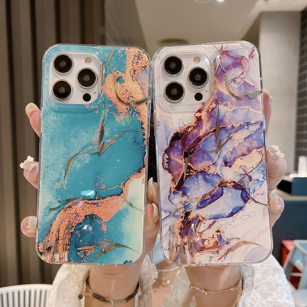 IPhone 15 Mobile Phone Glazed Marble Shell Suitable for Apple 13/14/15 ProMax Gold Stamping Full Package