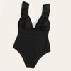 Costume da bagno intero da donna con volant, comodo costume da bagno a vita alta per allenamento di nuoto