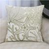 Federa Cuscino Ricamata con Stella Marina Coralli Foglie Spiaggia Copricuscino Schienale Cotone Casual per Divano Camera da Letto Decorazione 45X45Cm