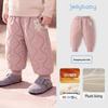 JELLYBABY Kids Fleece-Lined Bear Embroidered Casual Pants