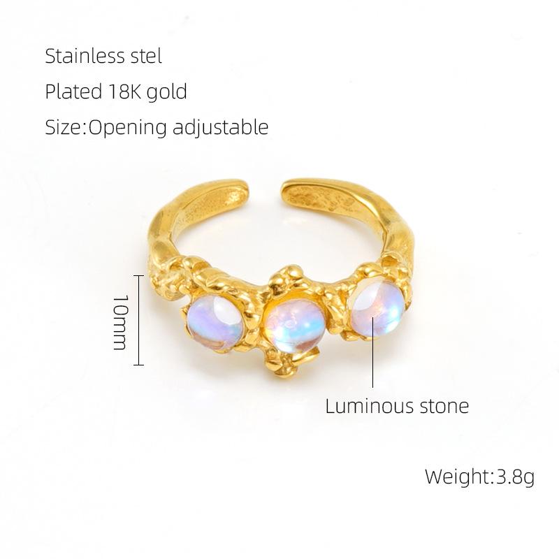 Bague ouverte 2026 Pierre Lumineuse Bague Zirconium Rétro 18K pour Femme