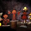 3Pcs Wooden Halloween Pumpkin Ornament Vintage Print Pumpkin Scarecrow Party Sign  Farmhouse Setting