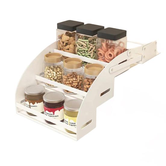 Down Spice Rack 3-Tier Pull Organizer Inside Out Spice Cabinets Space Saving Storage Shelf