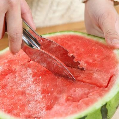 Stainless Steel Watermelon Slicer Plastic Wrap Handle Cutter Melon Cutter Non-slip Not Hurt Hands Fruit Cutting Tool Kitchen