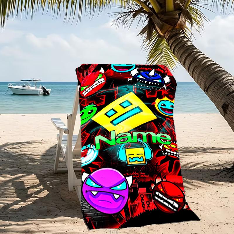 Customizable Personalized Beach Towels Geometry Dash Themed designs.Suitable for the Beach, Yoga, Sports;ideal As Beach Accessories
