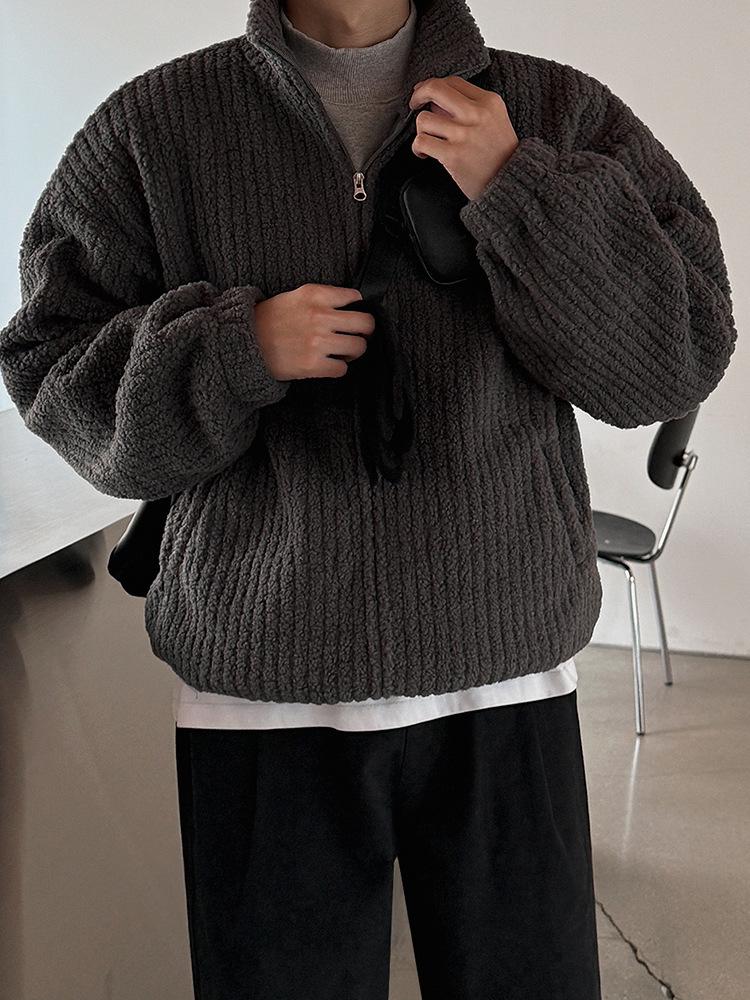 Unisex Lammwolle Baumwolljacke - Winterlich Warm, Trendiger Koreanischer Stehkragenmantel