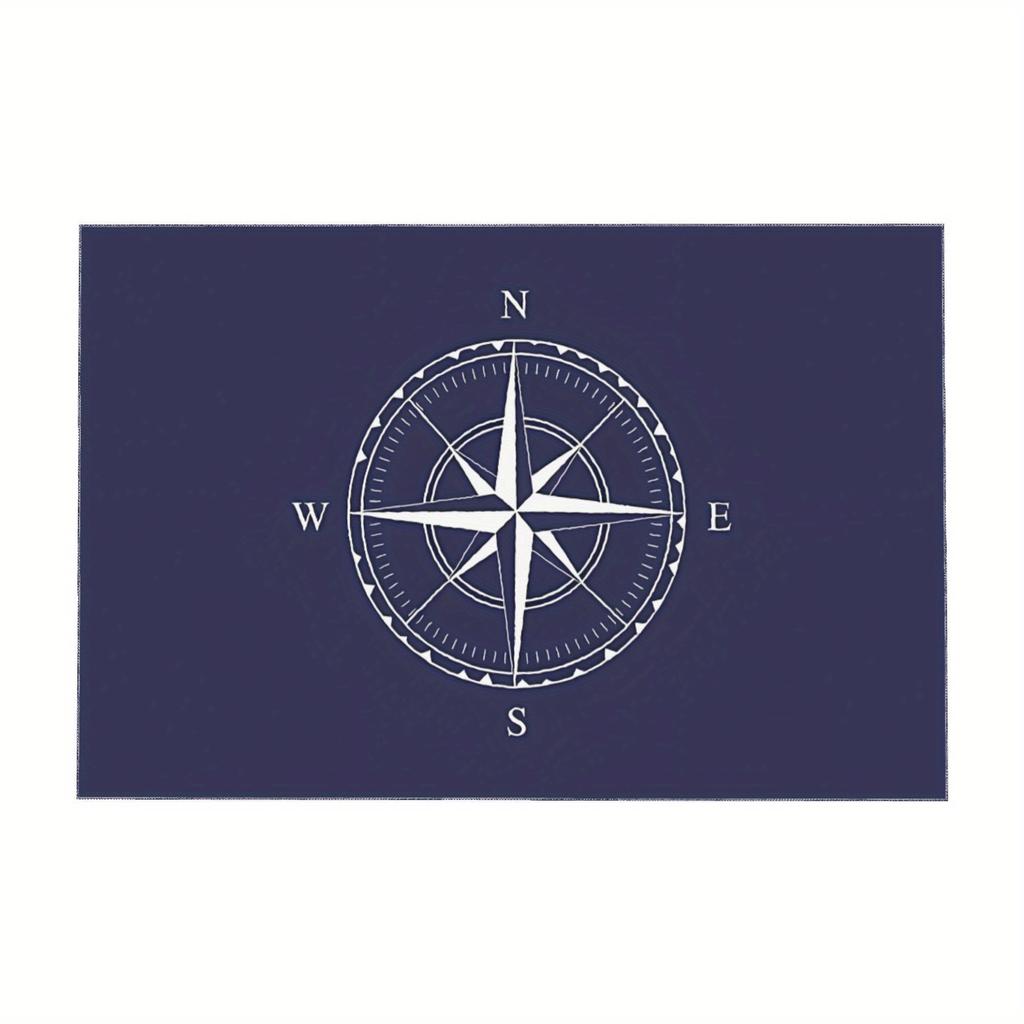 Marineblau Nautischer Schiffs Kompass Rechteckiger Tischdecke für Tischdekoration Waschbar Geometrisch Küche Esstisch Tuch Party Dekor