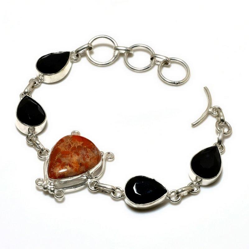 

Браслет Maligano Jasper с черной шпинелью и серебряным покрытием 925 пробы 6–8 дюймов