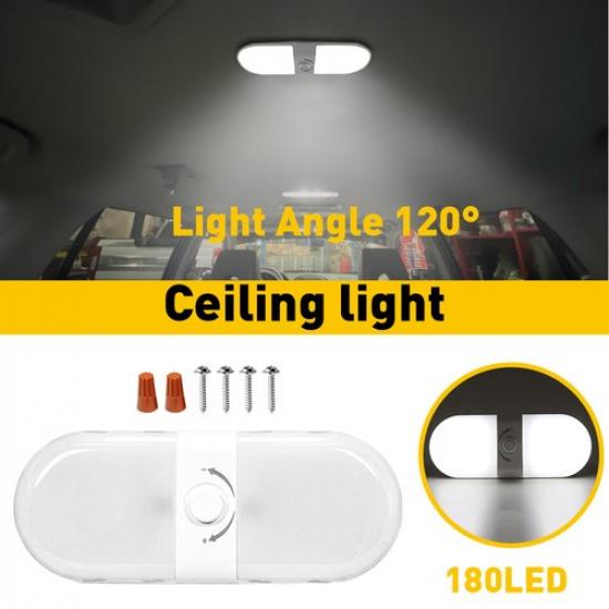 3 Camper Color Dimmable 12-24V RV Ceiling Double Dome Light Camper Trailer Boat