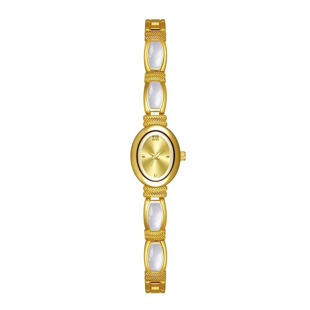 Women Shells Bracelet Watches Oval Dial Clock Quartz Wristwatch