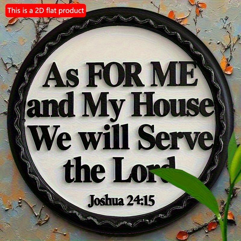 

2d Flat 20*20cm “as for Me and My House We Will Serve The Lord” Circular Wooden Wall Art Decoration, with Holly Decoration, for Home, Cafe, Office. 20*20cm