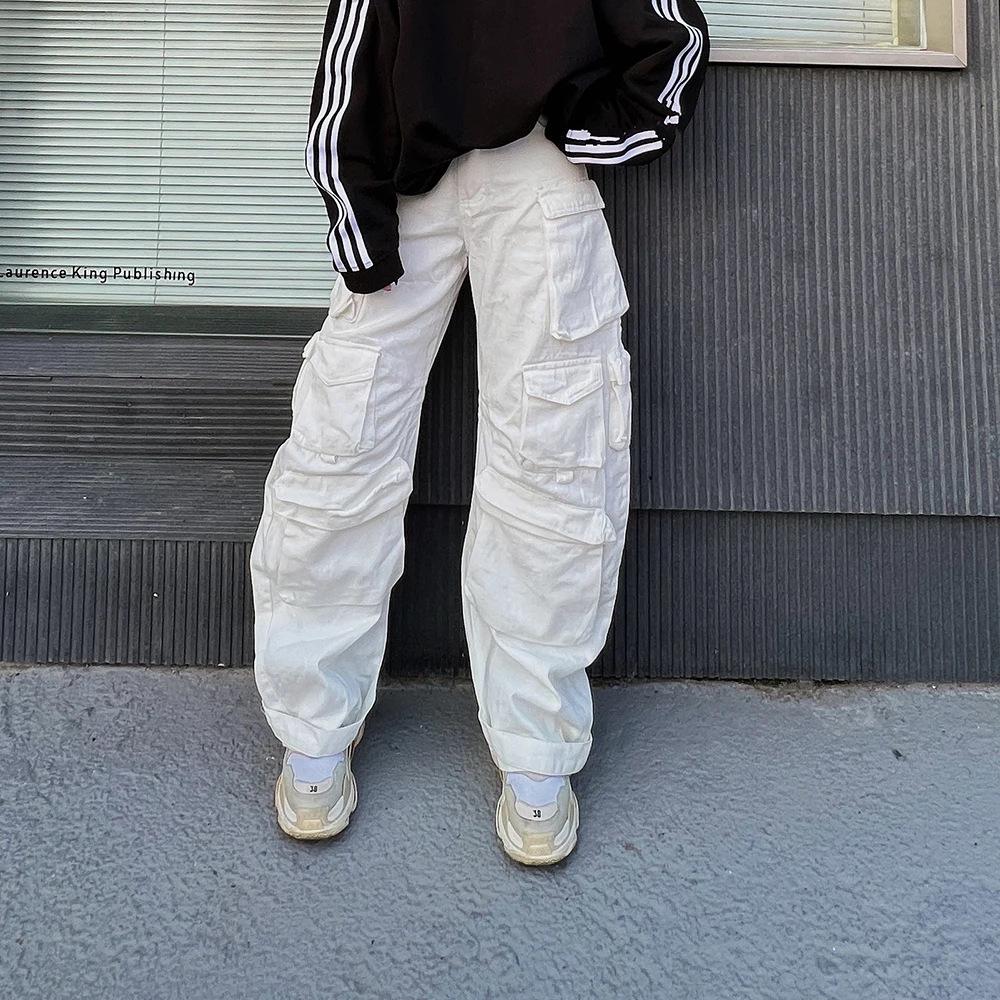 High-Waisted Street Style Multi-Pocket Denim Pants (2025)