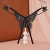 Women's Plus Size Transparent Thong: Open Crotch Pearl Massage, Perfect for Nightclub Temptation