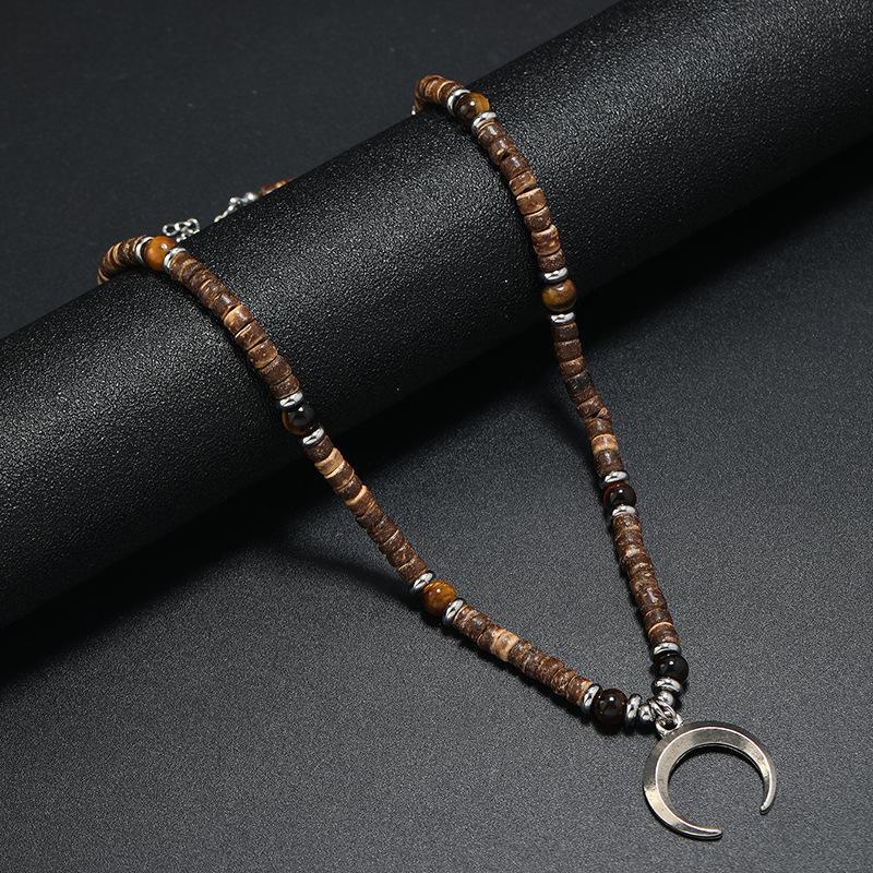 Boho Korálkový Kokosový Vintage Náhrdelník Slitina Doplňky Tyrkysový Půlměsíc Náhrdelník Muži