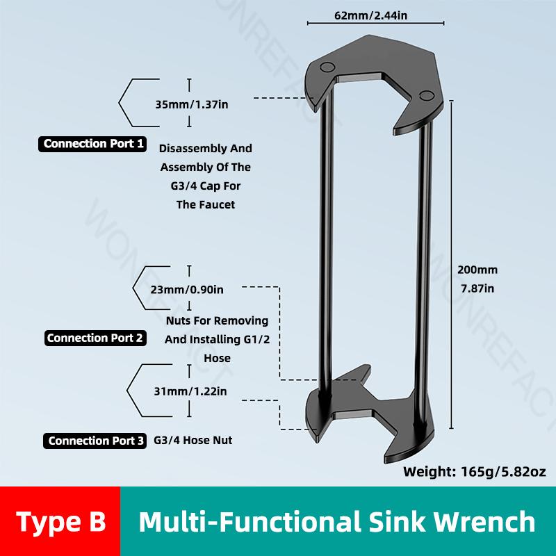 Multi-Functional Sink Wrench Multi-Functional Faucet Disassembly And Installation Tool Loosening Tool Installation And Removal