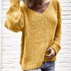 Women's Fashion V-neck Long Sleeve  Solid Color Sweaters and Knitted Sweaters