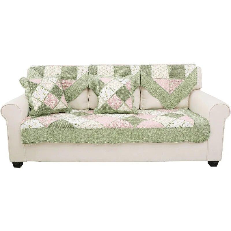 Hot Selling All-season Universal Anti Slip Sofa Mat New Rural Style Cushion Sofa Cover Small Floral Han Style Backrest Towel