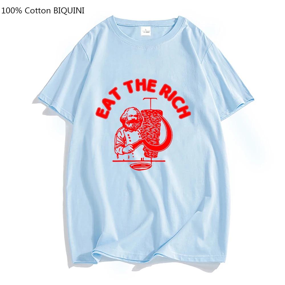 Tričko Doner Kebab Eat The Rich Letter Print Trička Základní unisex letní trička Tričko s výstřihem do O Neformální košile s krátkým rukávem 100% bavlna