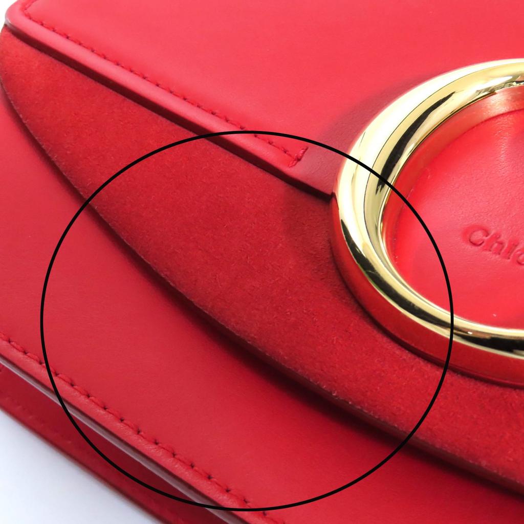 Excellent Chloe Shoulder Bag Chloe C logo suede leather chain Red Cowhide CHC19SS192A37640 Used