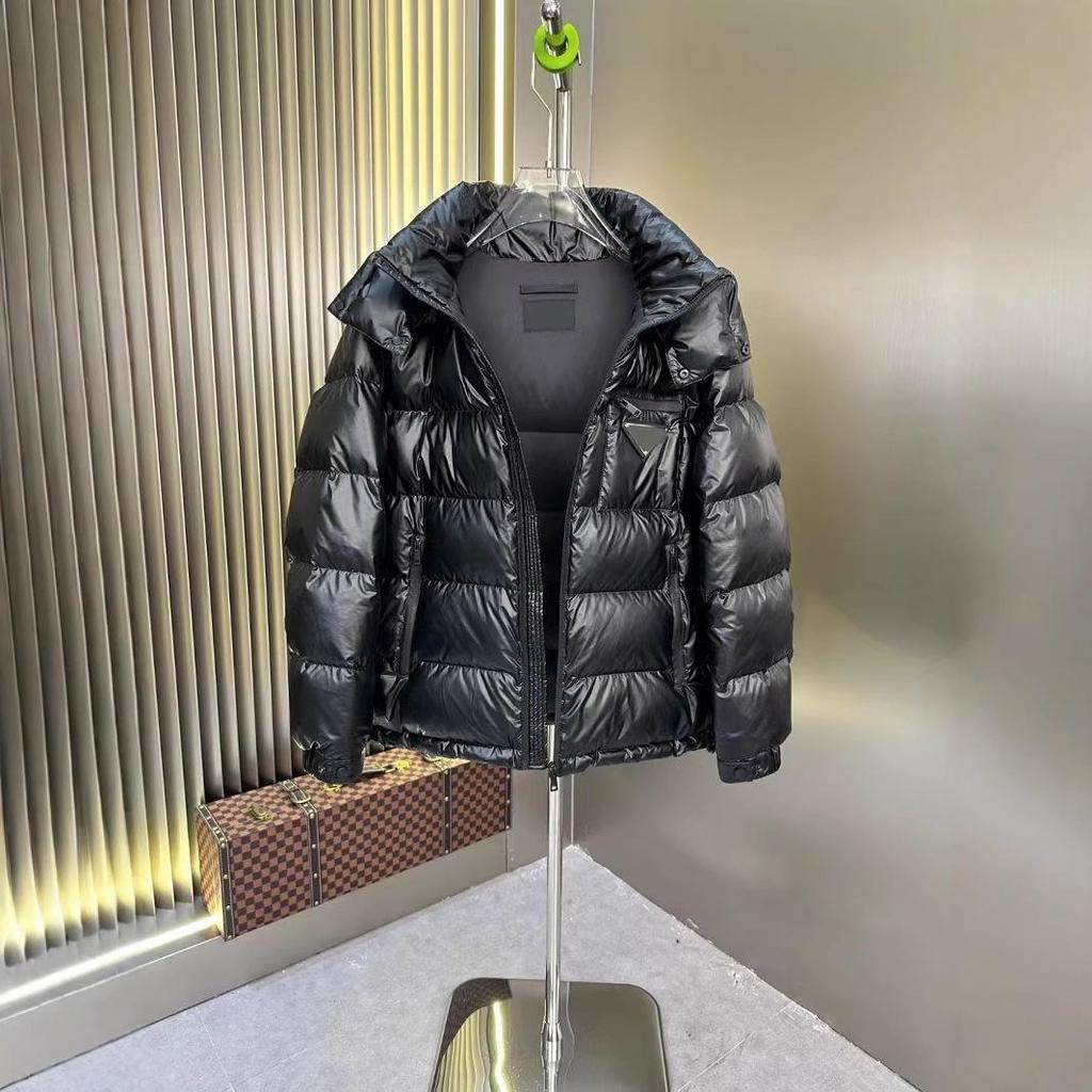 Winter Driehoek Logo Unisex Witte Eendendons Puffer Jas met Afneembare Capuchon - Casual Warme Buitenjas