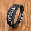 Vintage Multilayer Leather Men Bracelet Bohemia Chakra Stone Bead Bracelet Stainless Steel Jewelry Male Wrist Gift