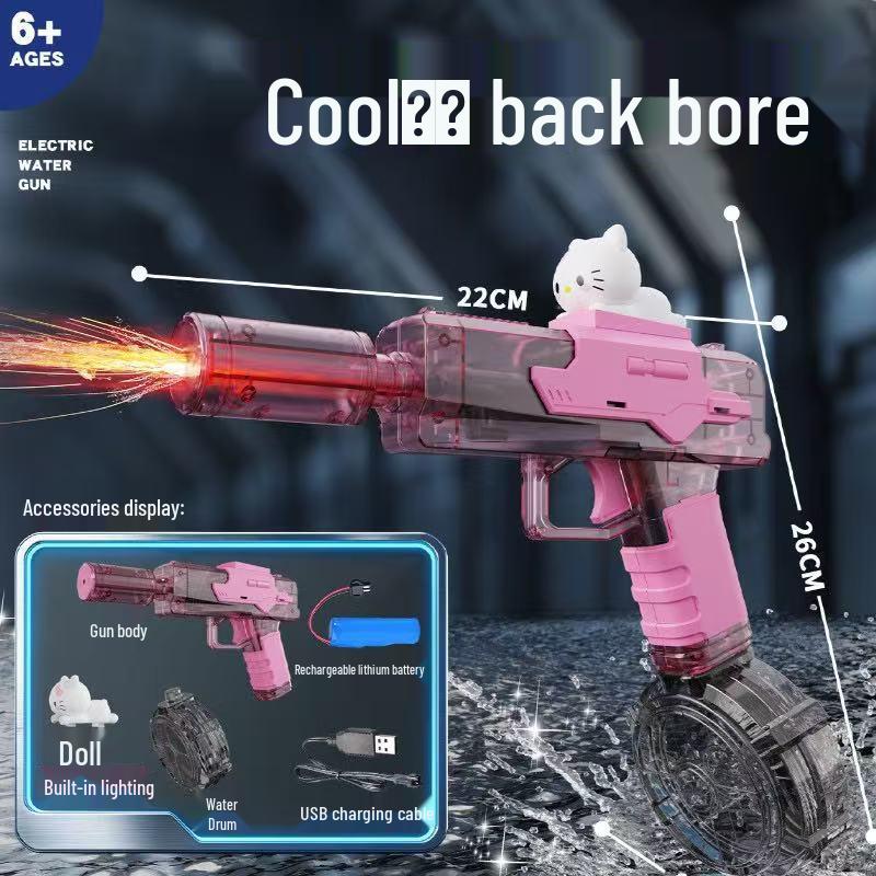 2026 Transparent M416 Electric Automatic Water Gun with Lights - Kids' Outdoor Water Play Toy
