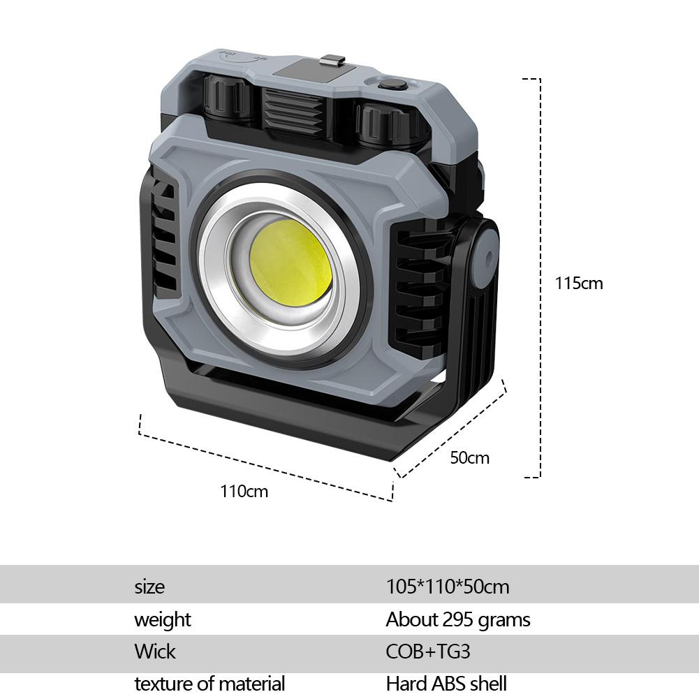 LED Work Light Rechargeable Spotlight Waterproof Emergency Light Magnetic for Camping Fishing Car Repair Job Site Lighting