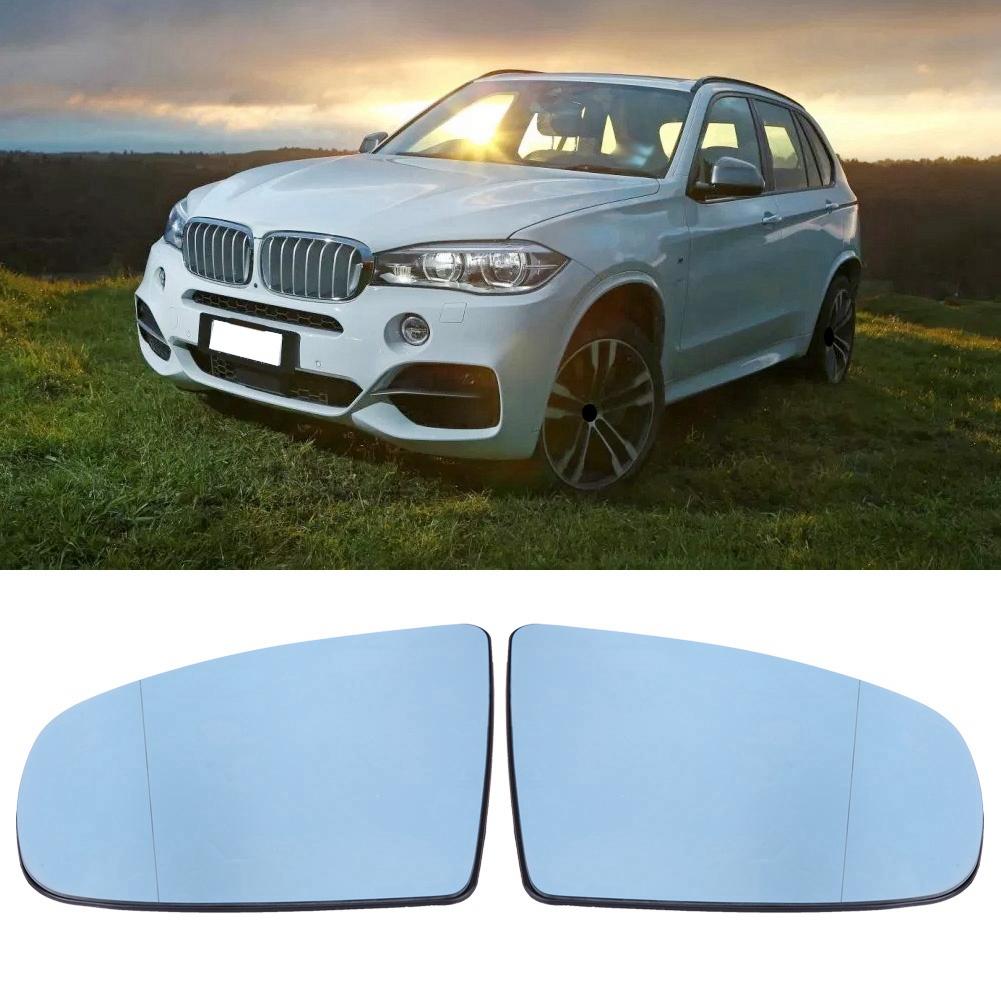 1 Pair Left & Right Door Side Heated Wing Mirror Glass for BMW X5 E70 2008 2013 Blue