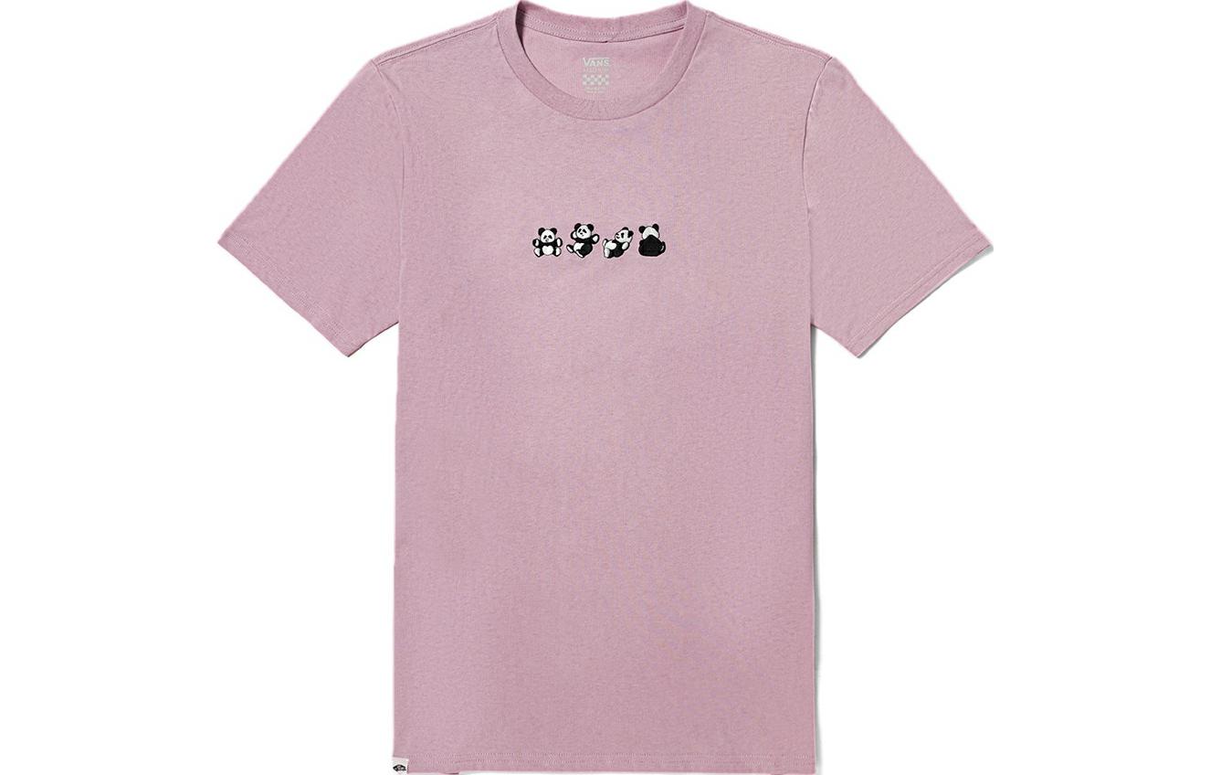 Vans T Shirts Women s Gray Pink Crew Neck Moderate Straight Fit VN000FREBLT L