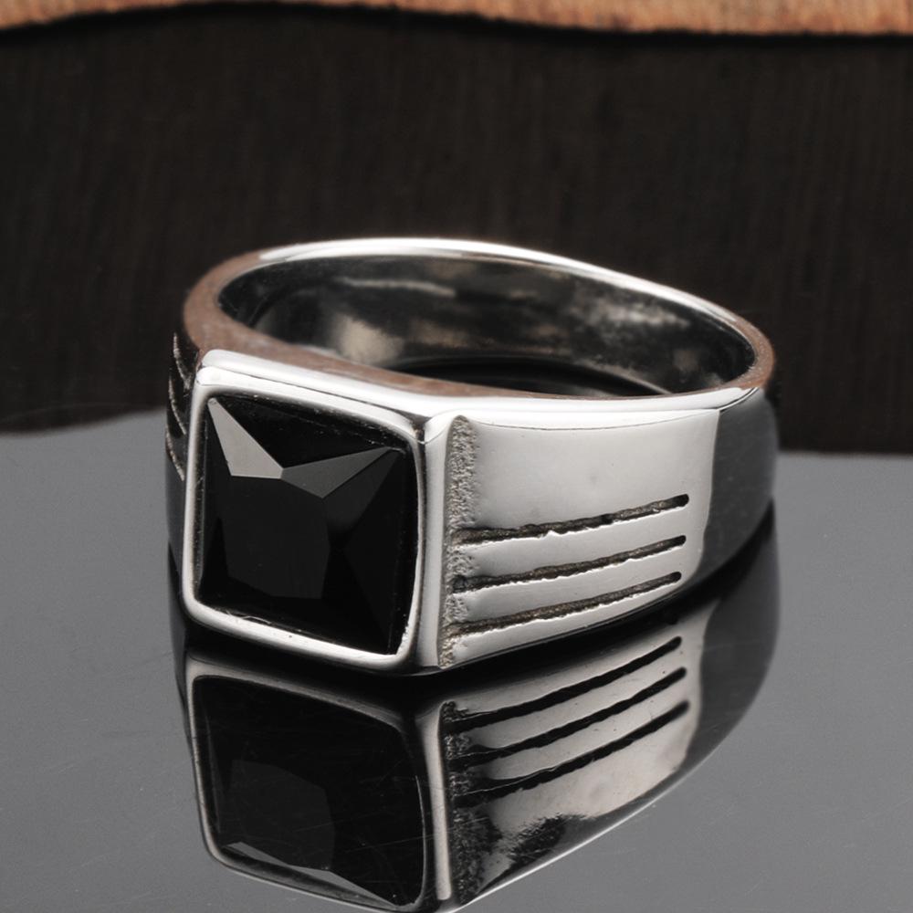 Men's Punk Rhinestone Inlaid Stainless Steel Ring – Japanese Korean Trendsetter Fashion.