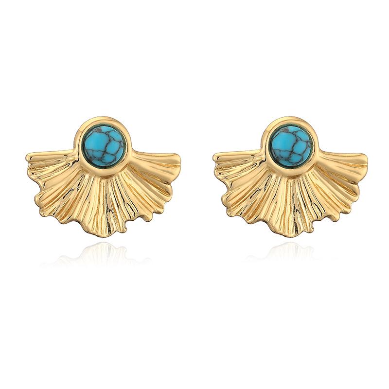 

HECHENG, Stainless Steel Blue Turquoise Zircon Earrings Simple Luxurious And Grand Women s Banquet Zircon 1 Pair Other